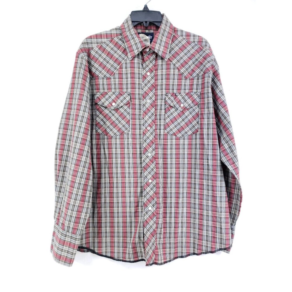 Wrangler Western Pearl Snap Shirt Men's Size Large Red